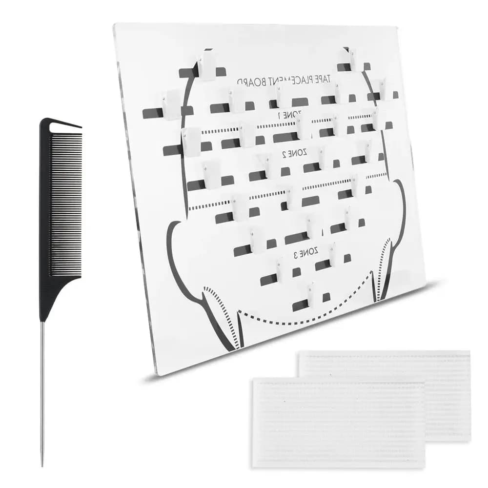ARLANY tape in positioning panel with 25 clips Separate hair plate for tape in extensions Organizers of acrylic hair extensions