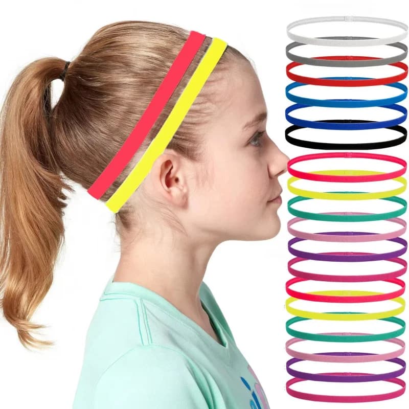 1/2/3/5 pezzi Fasce per donna Calcio Yoga Fasce per capelli puri Gomma elastica antiscivolo Sottile Fascia sportiva Accessori per capelli da uomo