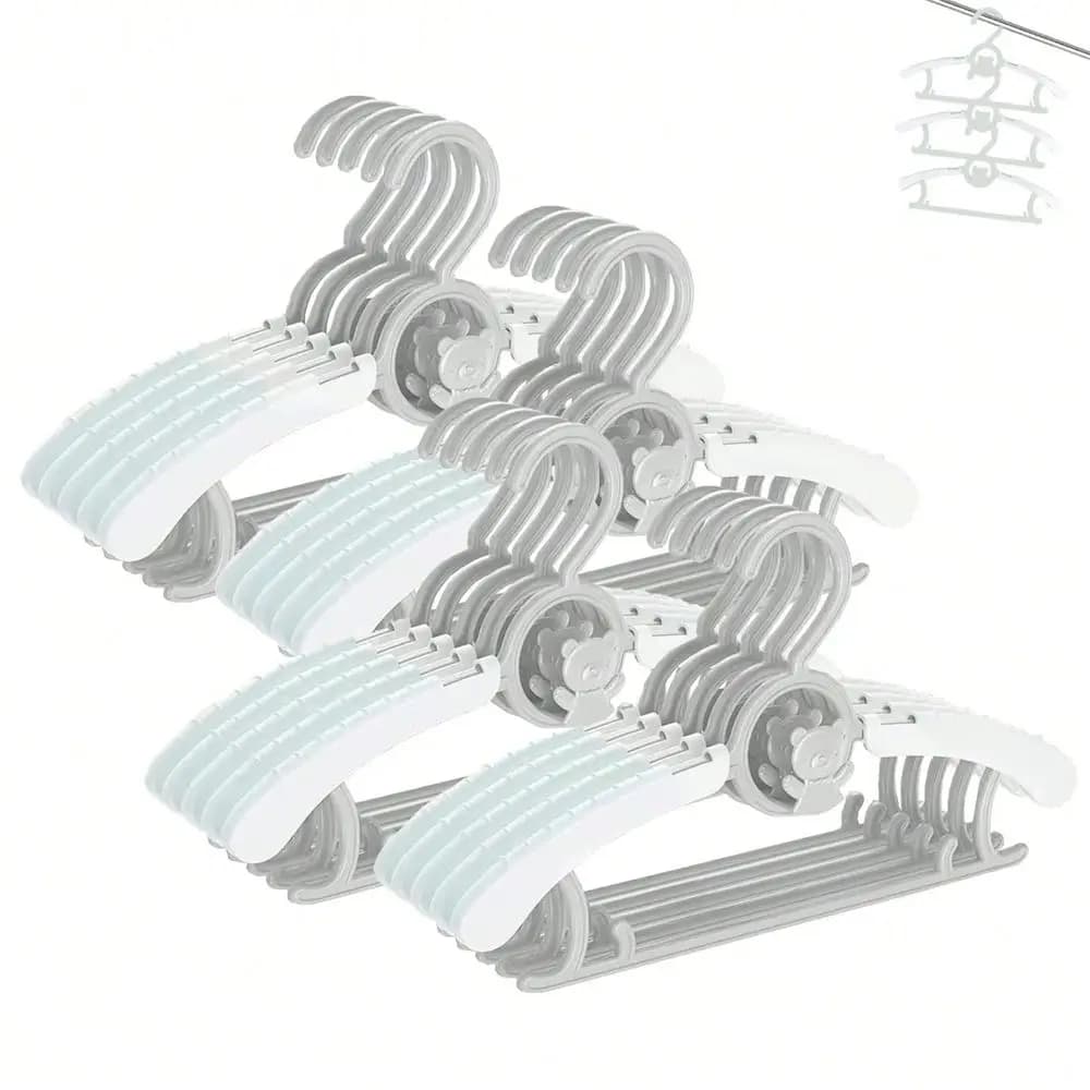 20pcs Baby Nursery Closet Hangers, Ultra Thin NonSlip And Extendable Laundry Infant Pant Hanger For Newborn Clothes Grey Gift A