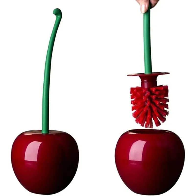 Set di spazzole per WC Cherry, spazzola per la pulizia dei WC con manico lungo e setole morbide, accessori decorativi per il bagno a forma di frutta, accessori moderni per il lavabo