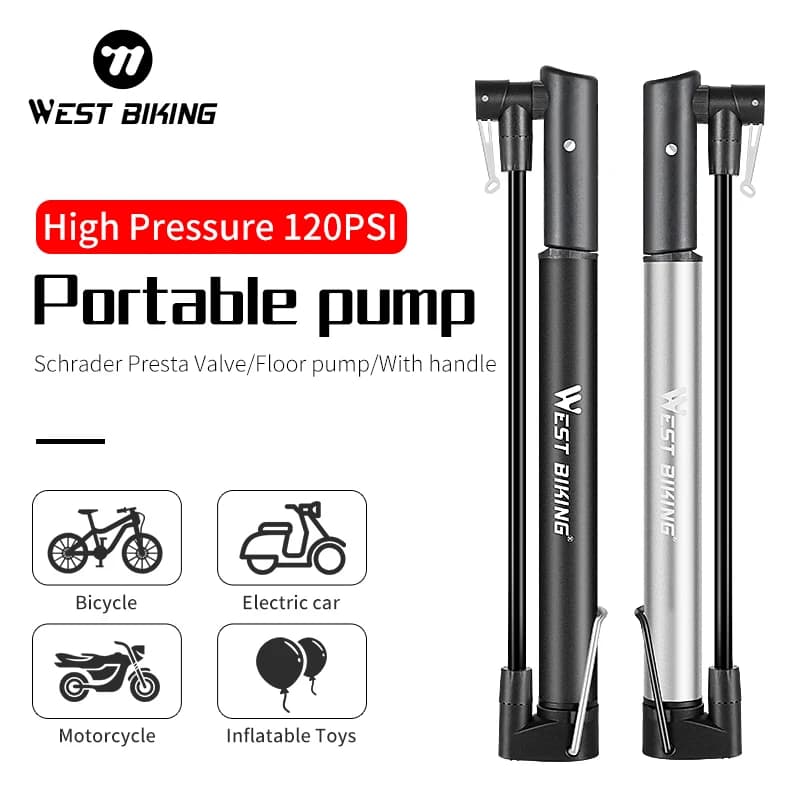 WEST BIKING Bike Pump pneumatico per bicicletta gonfiatore portatile pompa ad aria 120PSI Mountain Road Bike accessori per ciclismo MTB pompa per bicicletta