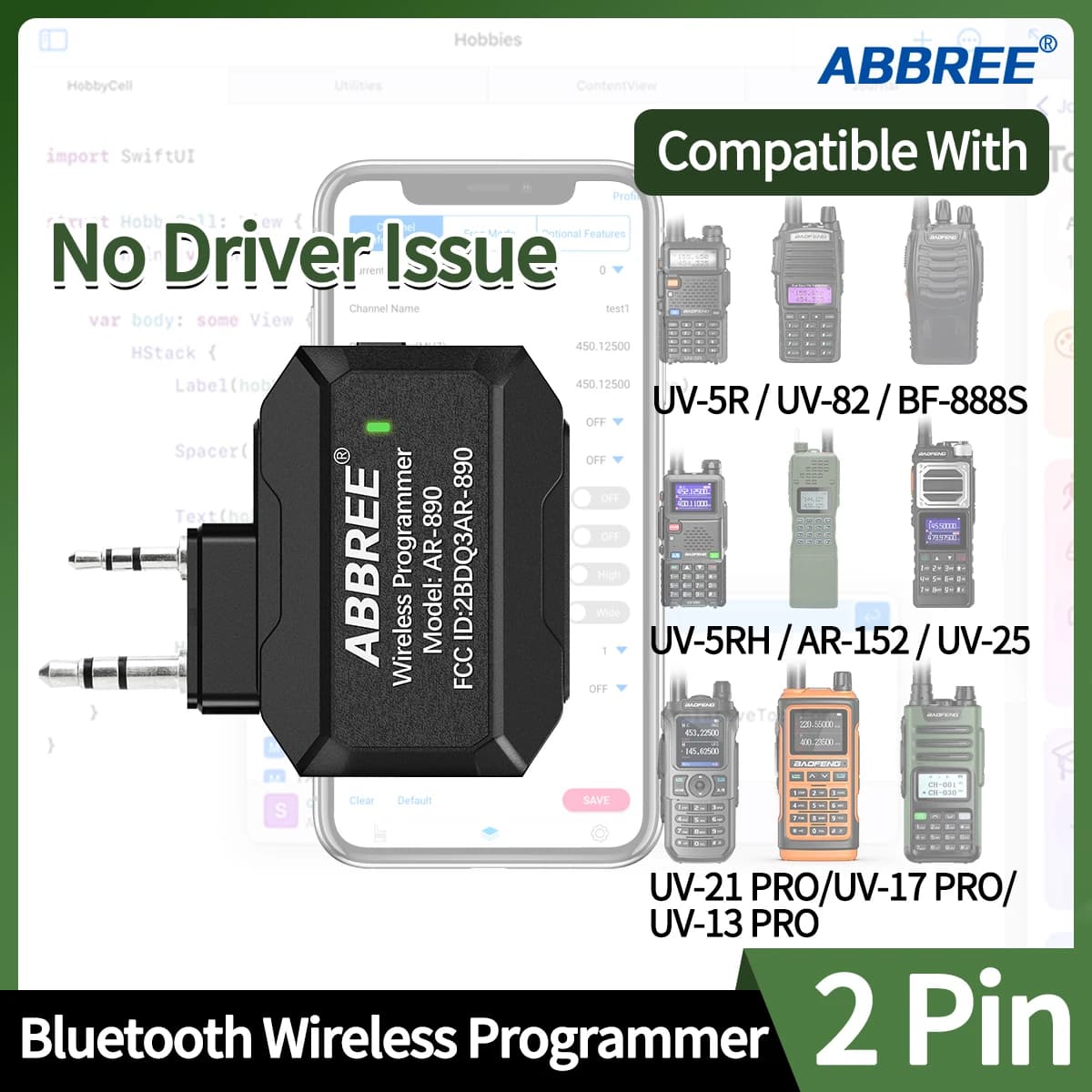 Programmatore wireless Bluetooth Plug & Play Programmazione APP telefono per Baofeng Walkie Talkie UV-5R BF-888S UV-21 PRO Quansheng UV-K5