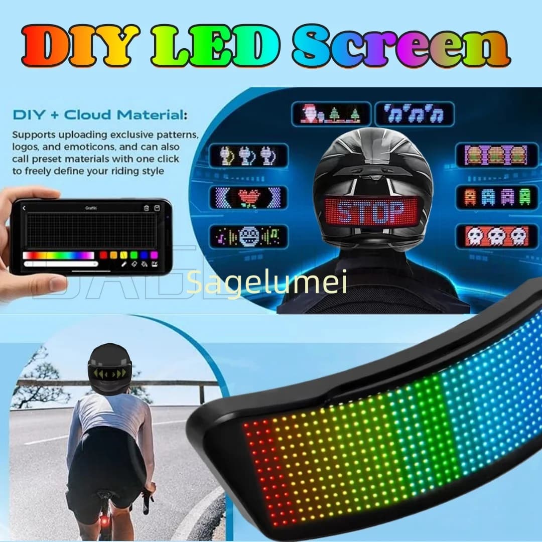 2026 LED helmet display fa-da-te motorcycle helmet light night guide RGB rear light for bike helmet programmable LED screen APP