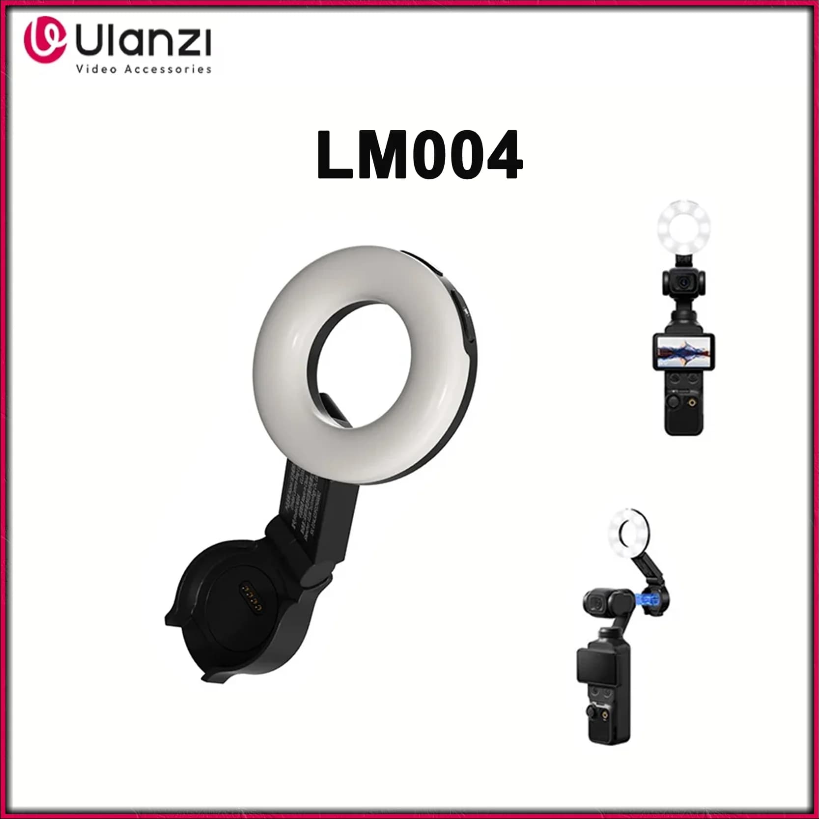 Original Ulanzi LM004 Mini Magnetic Ring Fill Light 3 Levels Adjustable Brightness Video Lamp For DJI Pocket 4 Vlog Live Stream