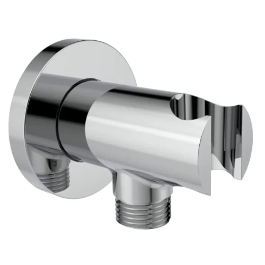 Aquaiaw Gomito a Muro con Flangia O-Ring Conica, Ingresso Femmina 1/2 NPT, Raccordo a Muro in Ottone Massiccio con Supporto per Doccetta a Mano Rotondo