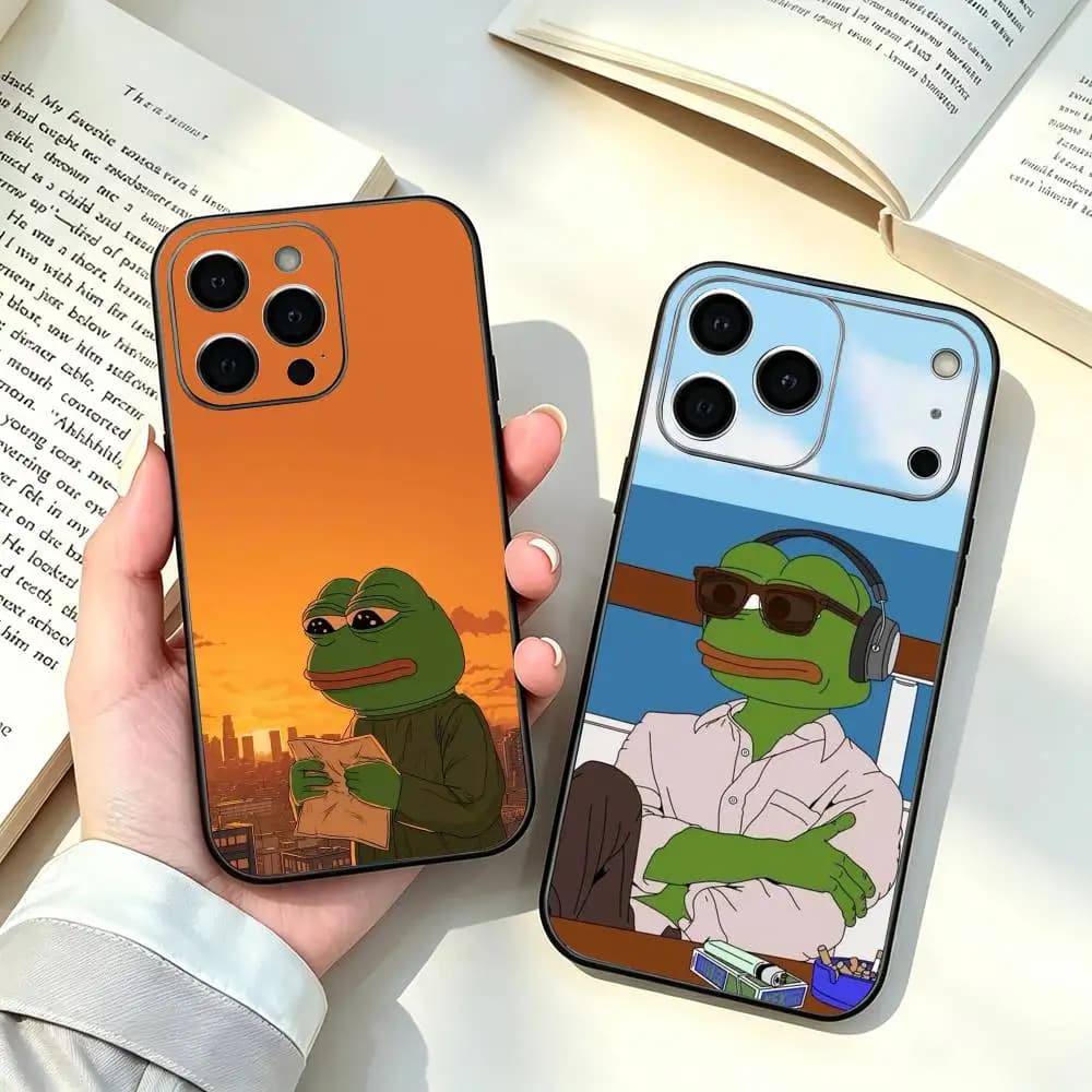 Pepe-e the Frog-g Phone Case For iPhone 17,16,15,14,13,12,11 Plus,Pro Max,XS,Soft Silicone Black Cover