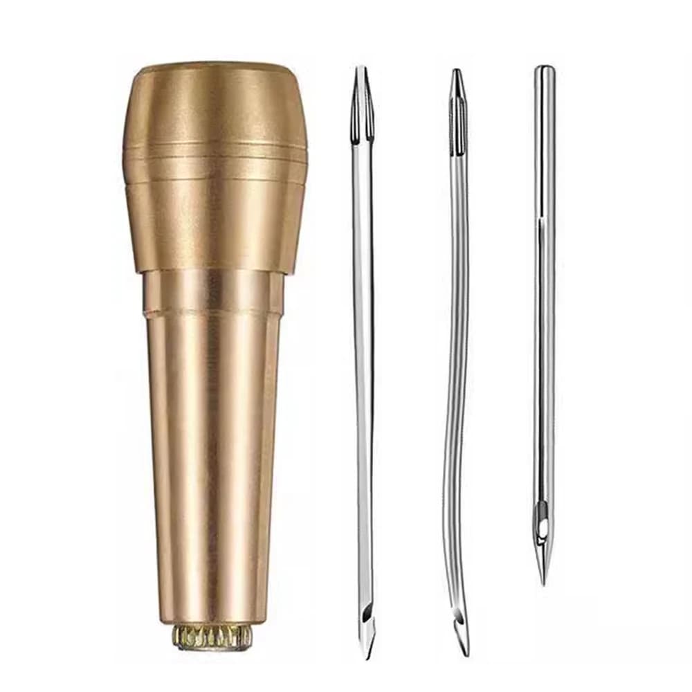 4PCS/Set Copper Handle Sewing Awl Hand Stitcher Kit DIY Leather Craft Shoe Bag Canvas Tent Repair Sewing Tool