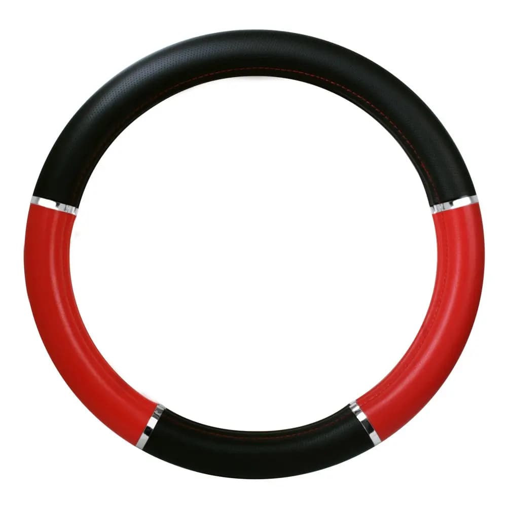 Coprivolante Deluxe da 18 Pollici Nero e Rosso con Finiture Cromate