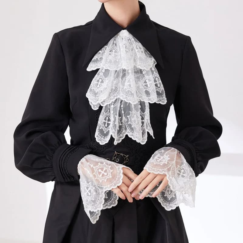 Elegant multi-layered lace with volant short scarf detachable decorative collar fake accessories for clown costumes