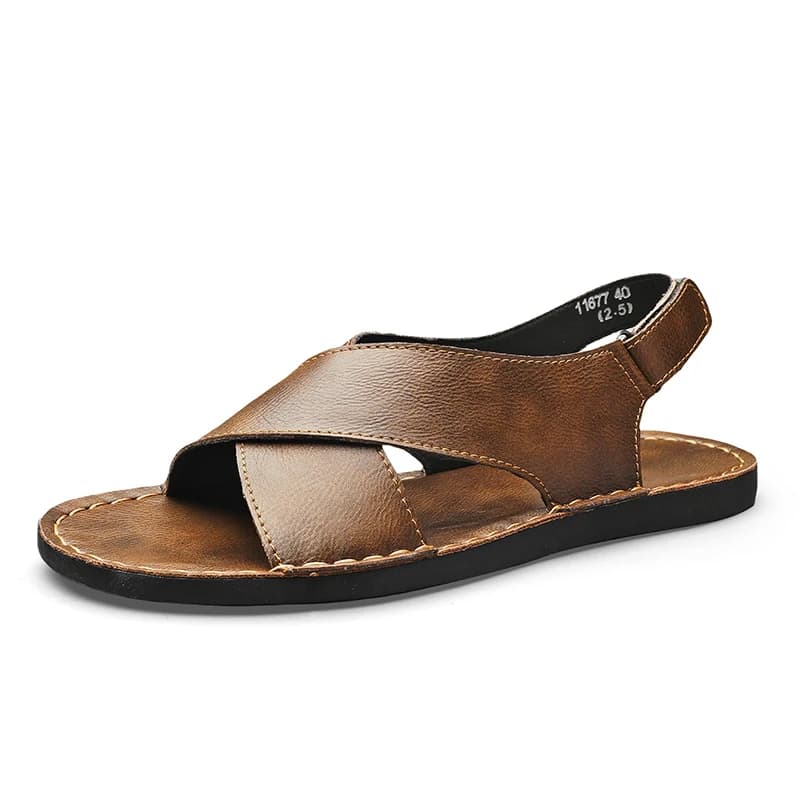 Sandali piatti da uomo in pelle artificiale Sandali estivi casual stile vietnamita Sandali antiscivolo traspiranti open-toe in grandi taglie 47 48 49