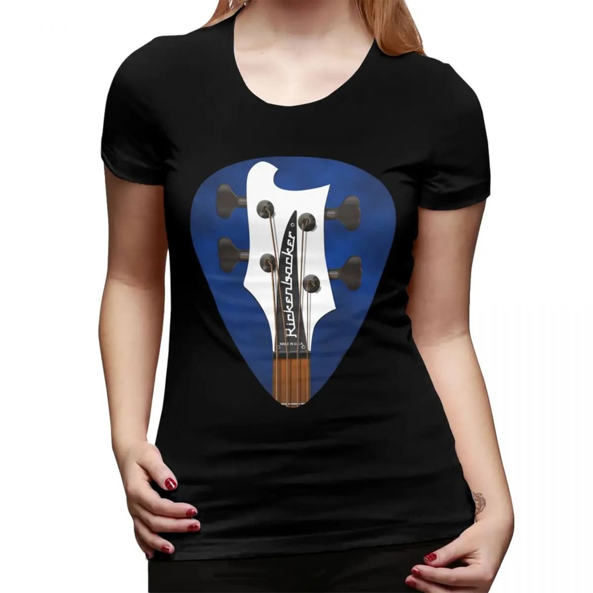 Chitarra Paletta Pick Art Rickenbacker 4003 Bianco Basso T-shirt per le donne Streetwear T-shirt Manica corta da donna Abbigliamento Top