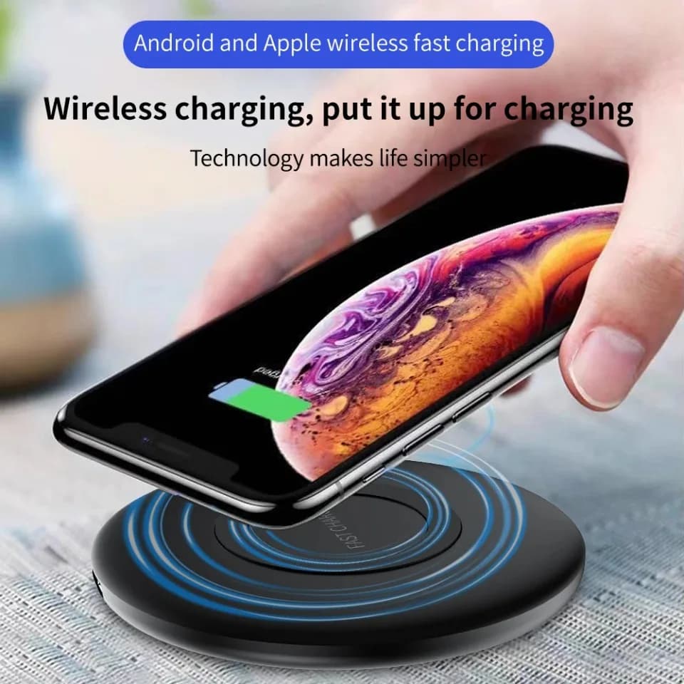 Caricatore Wireless Veloce da 15W, Pad Ultra Sottile da 5mm Compatibile con iPhone 17 16 15 14 13 12 Pro Max, Samsung e AirPods