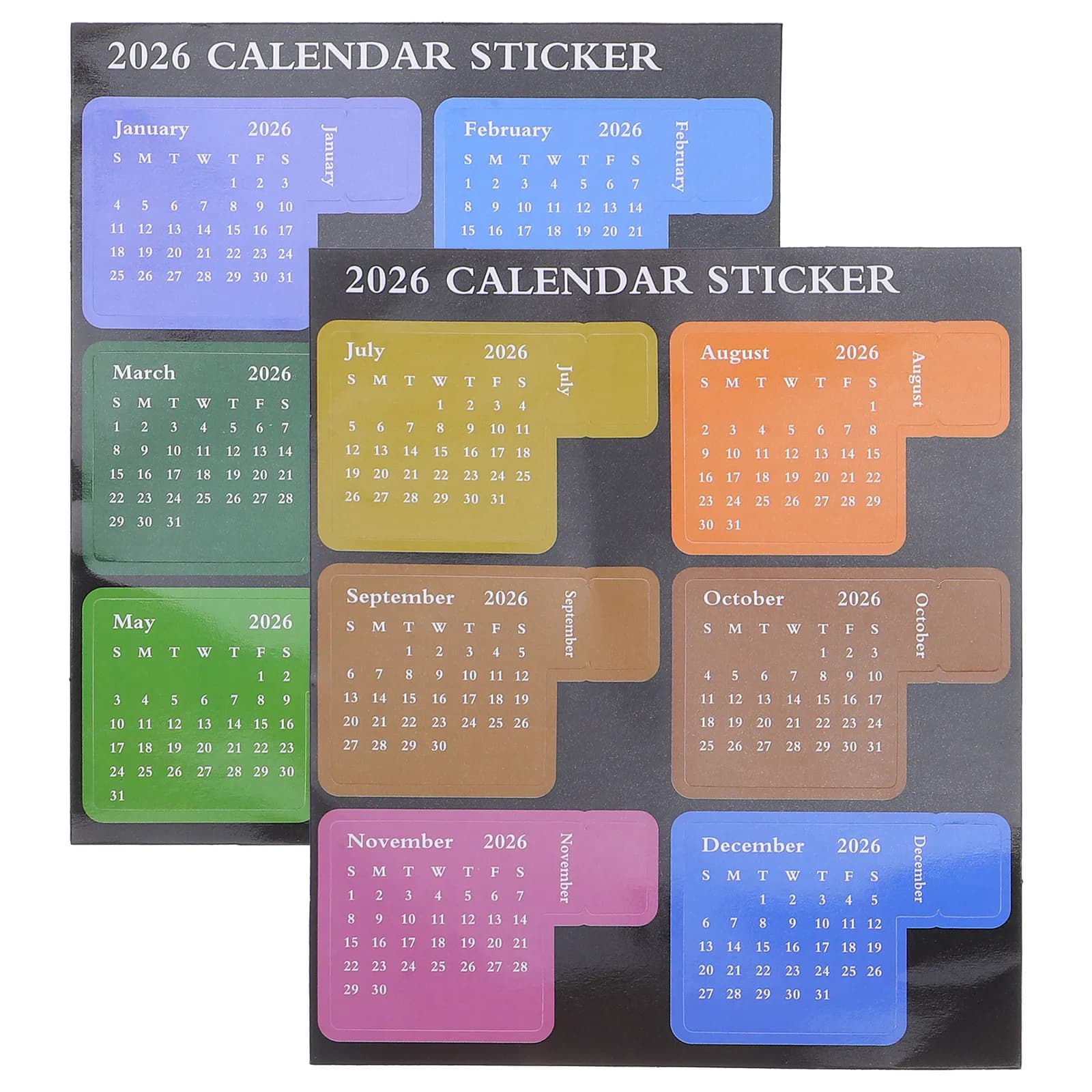 Set di 2026 Adesivi Calendario Mensile, Segnapagina Colorati per Agenda e Quaderno