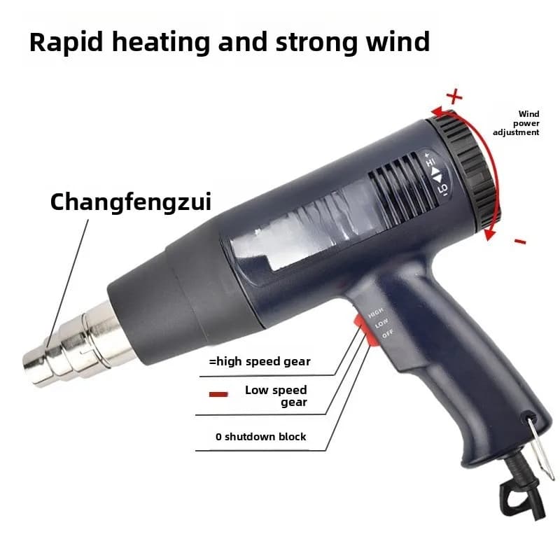 2000W Temperature Adjustable Hot Air Gun Portable Heating Blower For Film Sticking And Heating Work