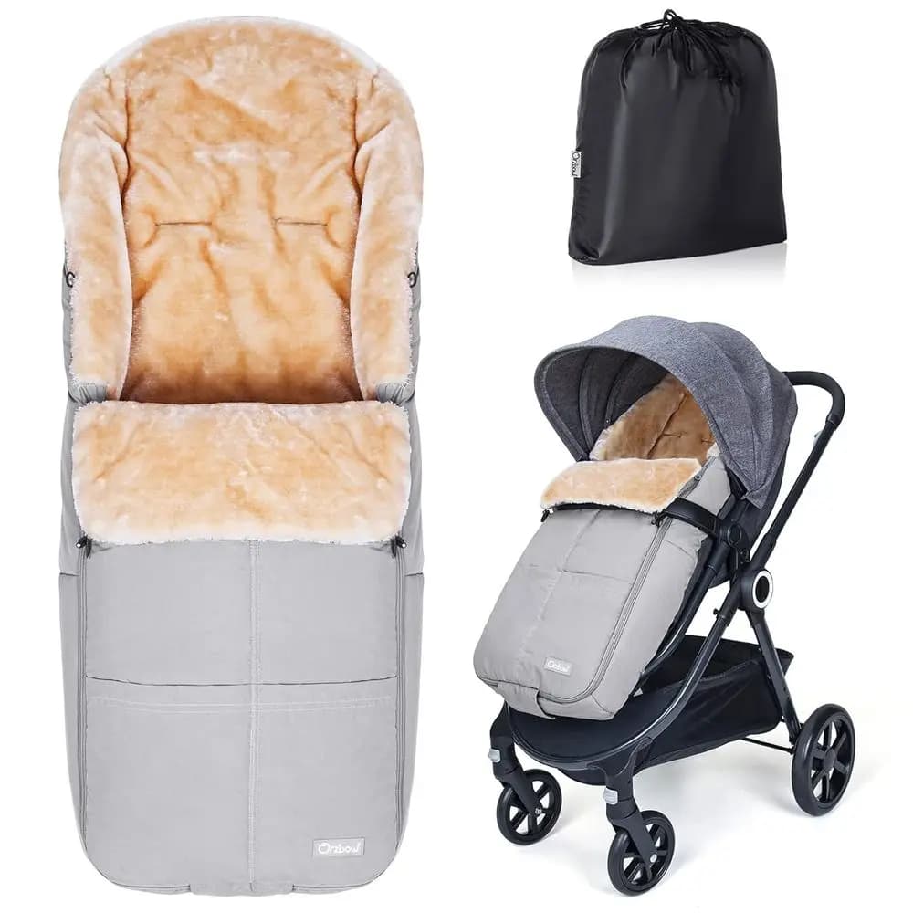 Coperta regolabile e resistente alle intemperie per passeggino - Calda e versatile, grigio chiaro