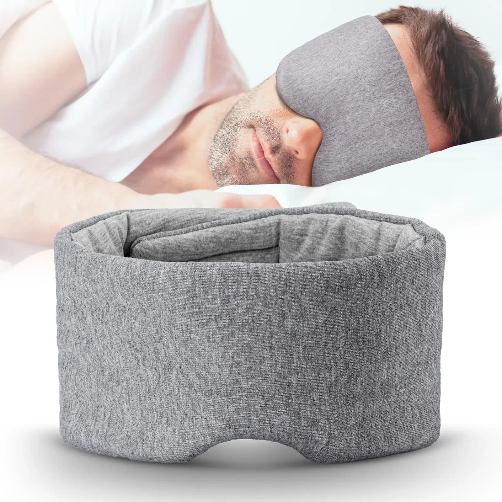 Maschera per dormire in cotone fatto a mano al 100% oscurante per il sonno laterale, morbida copertura per gli occhi oscurante portatile per donna uomo benda sull'occhio da viaggio