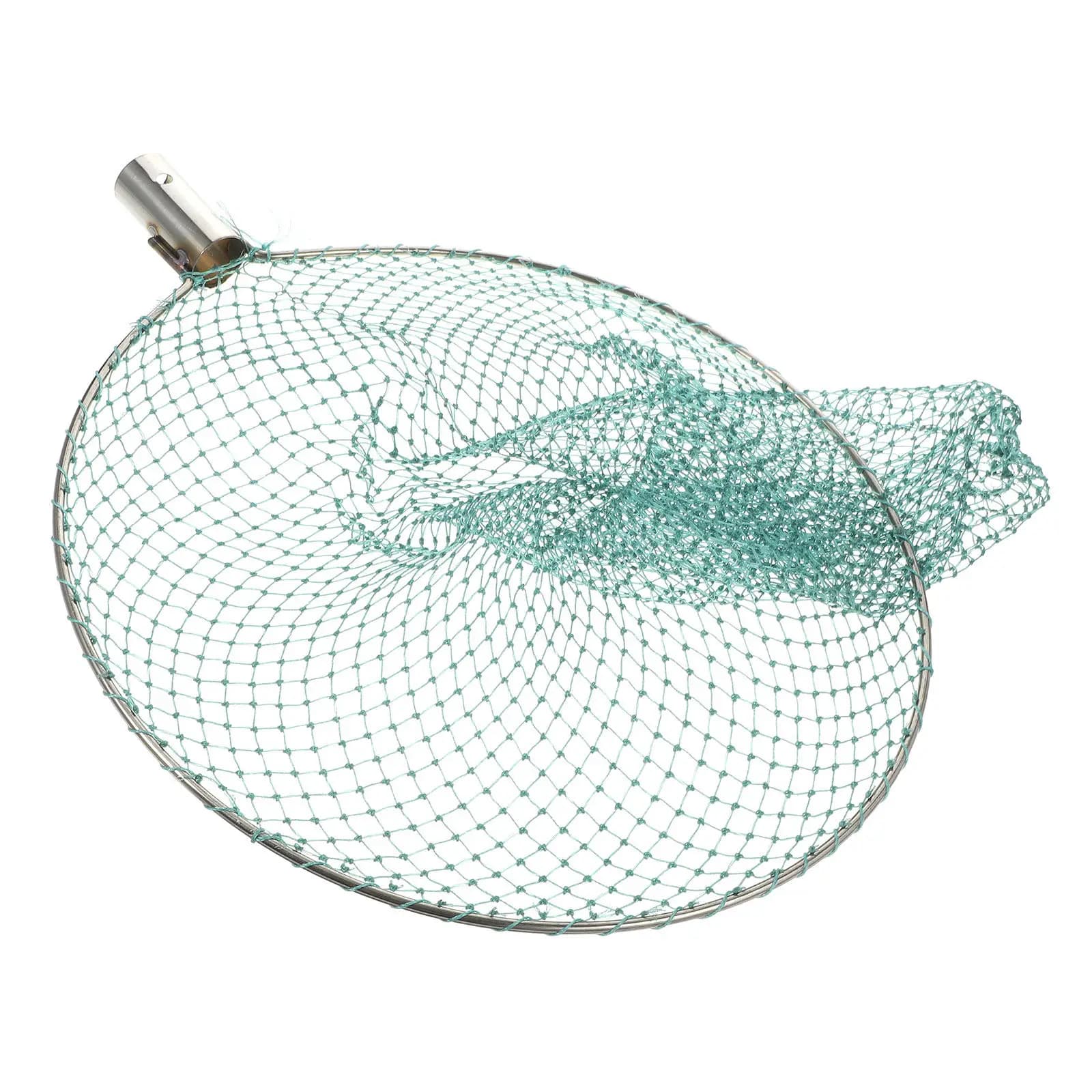 1Pcs 30Cm Premium Stainless Steel Nylon Fishing Net Head Sturdy Lightweight Portable Landing Net for River Lake Stream Fishing