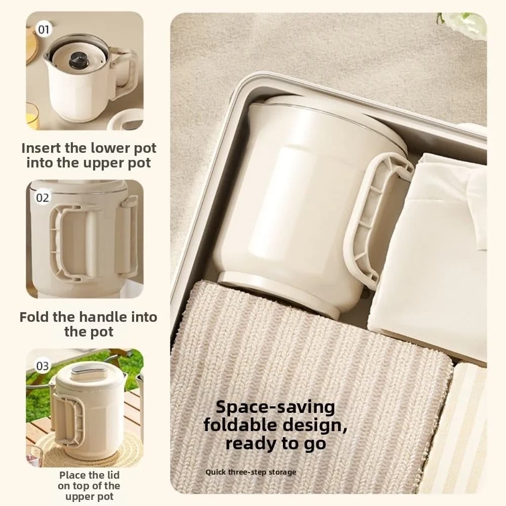 Nuovo bollitore elettrico da 800 ml aggiornato Mini bollitore pieghevole in acciaio inossidabile 304 portatile staccabile piccolo riscaldatore da viaggio