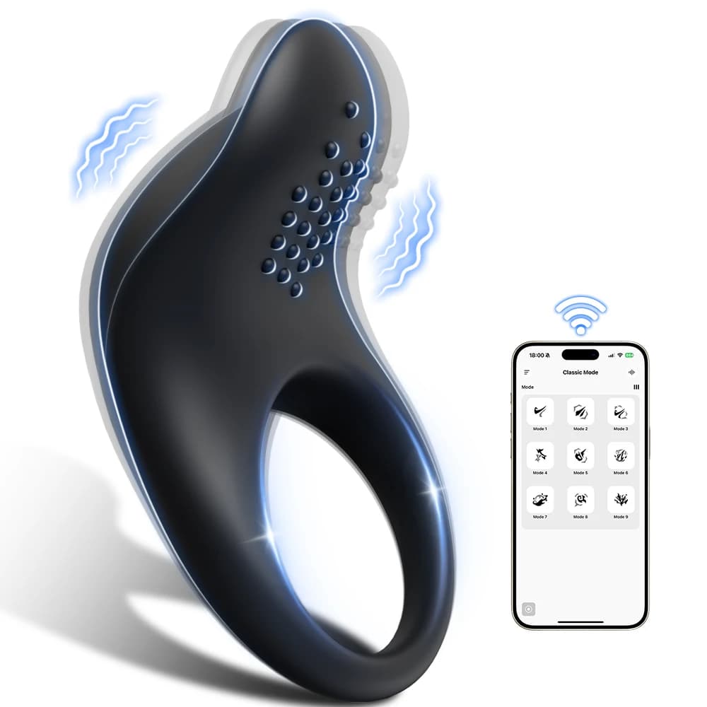 Anello Vibrante per Pene Controllabile via App, Vibratore per Ritardare l'Eiaculazione, Giocattolo Sessuale per Coppie, Articoli per Adulti