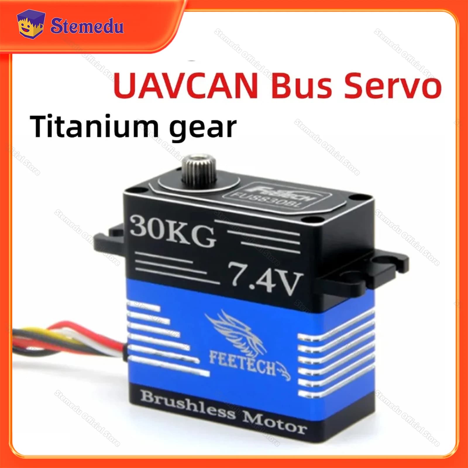 30kg.cm Protocollo di controllo servo bus UAVCAN 7.4V 120RPM Motore brushless con ingranaggi in titanio IP66 Servo digitale impermeabile 180 ° Servo RC