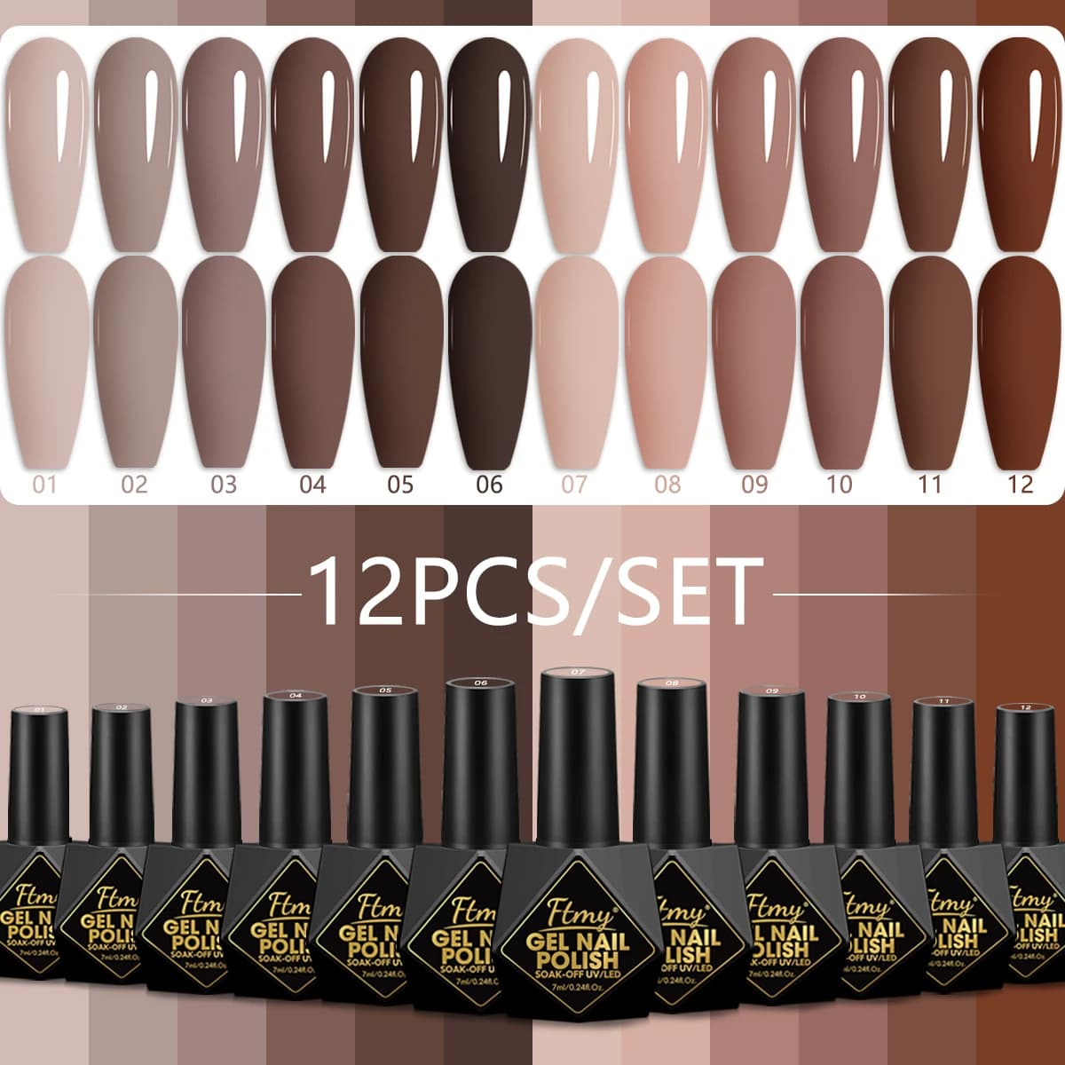12PC Set di smalti per unghie gel Primavera Estate Colore glitter nudo Semi permanente Smalto per unghie Soak Off Gel Manicure Nail Art Gel UV V