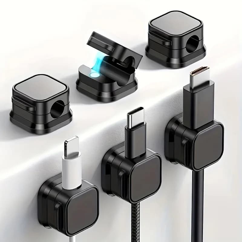 6/12 pezzi clip per cavi magnetici in PP organizer antiscivolo regolabile per riporre cavi di ricarica per cablaggio da scrivania per auto da ufficio