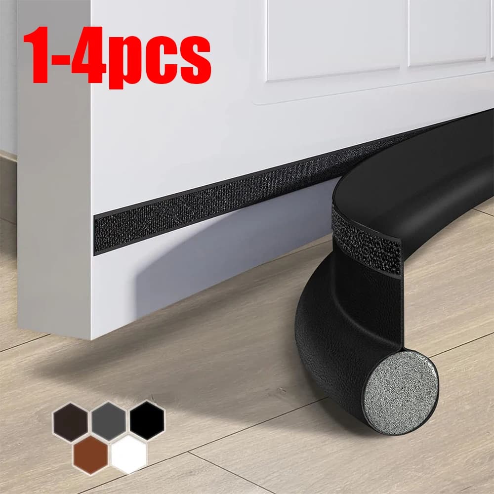 1-4pcs Door Seal Strip Self Adhesive Soundproof Foam Rubber Weatherstrip Adjustable Under Door Sweep Gap Draft Stopper