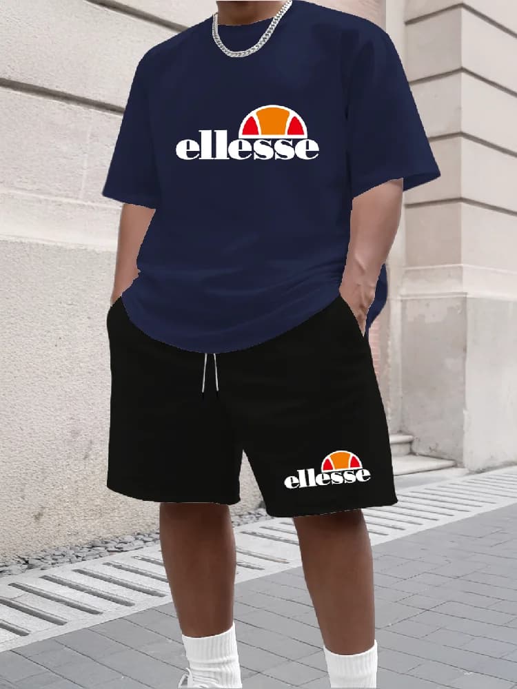 Nuovo Completo Estivo da Uomo: T-shirt Stampata e Pantaloncini Casual per Sport e Tempo Libero