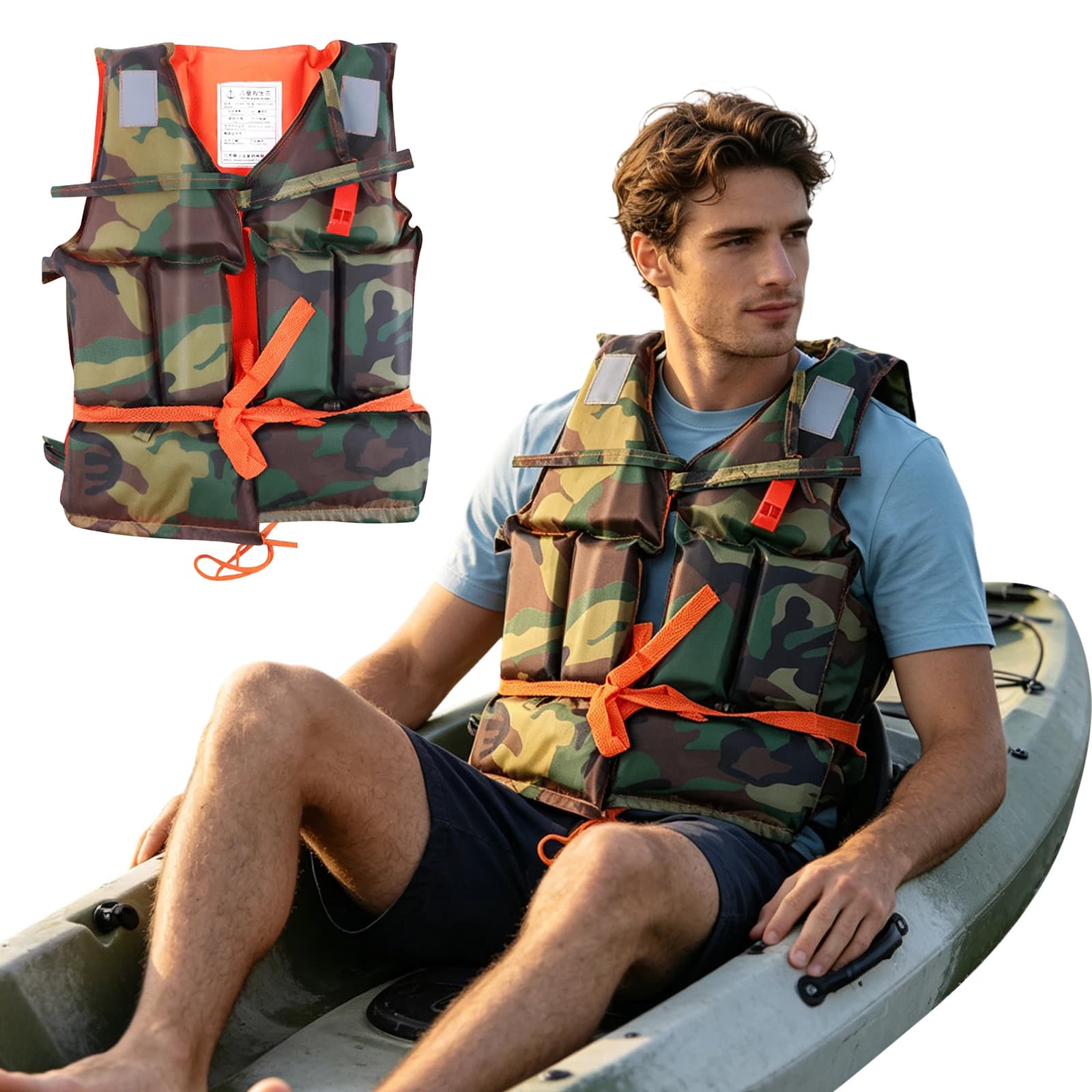 Oxford Fabric Safety Life Vest Wear- Water Sports Survival Vest Tear- Fishing Life Jackets for Skiing Driving
