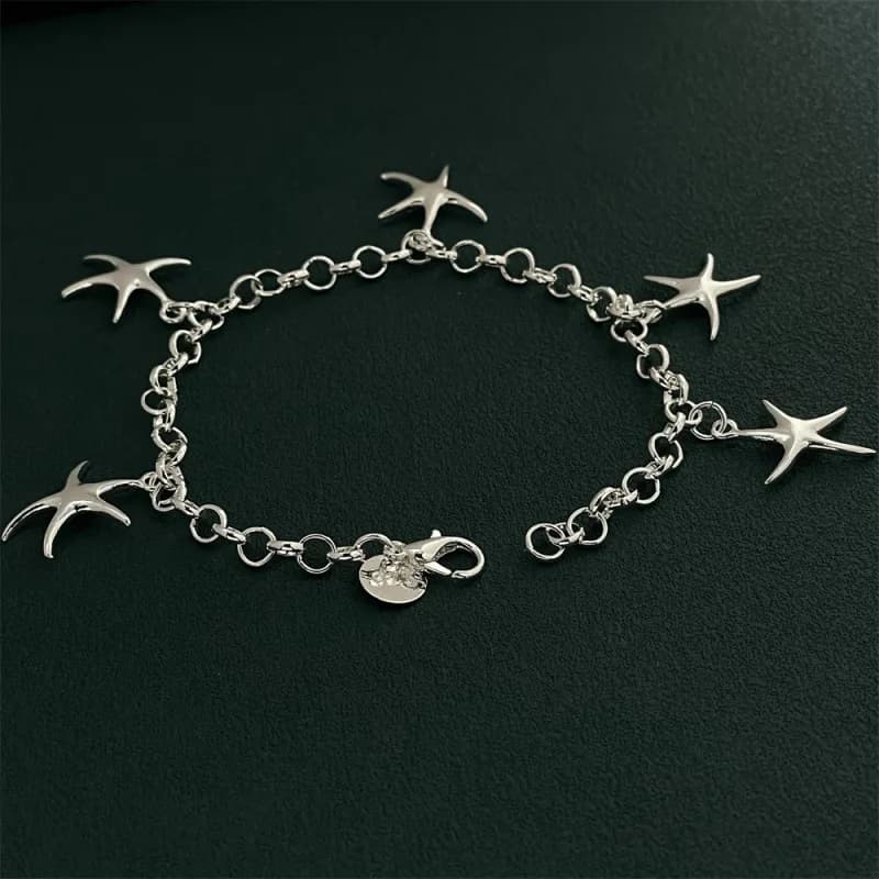 925 Sterling Silver Bracelet Five Starfish Bracelet Women Simple Fashion Birthday Party Wedding Anniversary Jewelry Gift