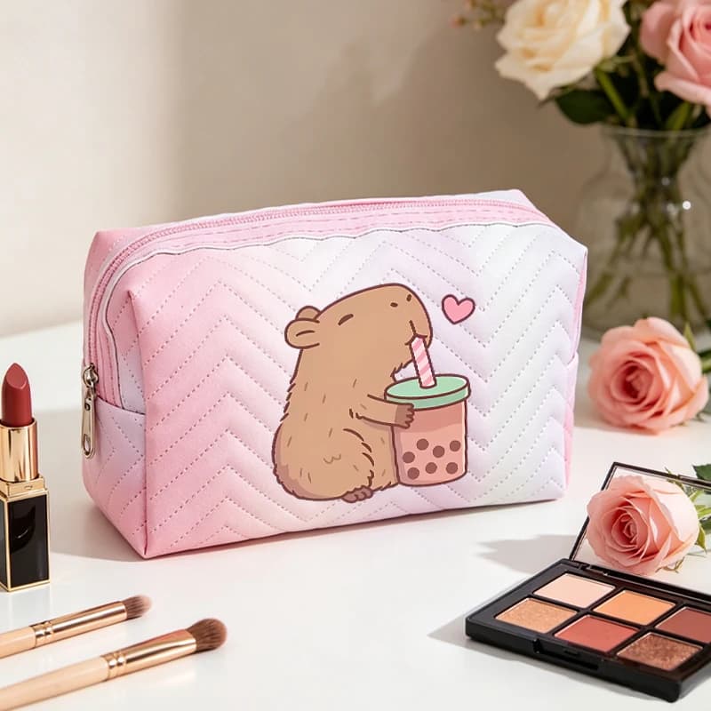 Capibara Good-looking Cosmetic Bag for Women Anime Cartoon Large Capacity Makeup Pouch Students Portable Fashion Washing Bags