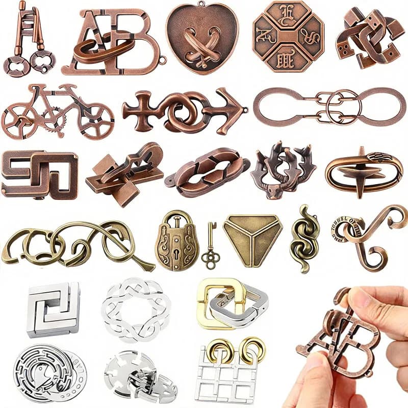 Magic Metal Brain Teaser Puzzles IQ Logic Test Disentanglement Educational Toys Mind Challenges Novelty Gifts For Adults Kids