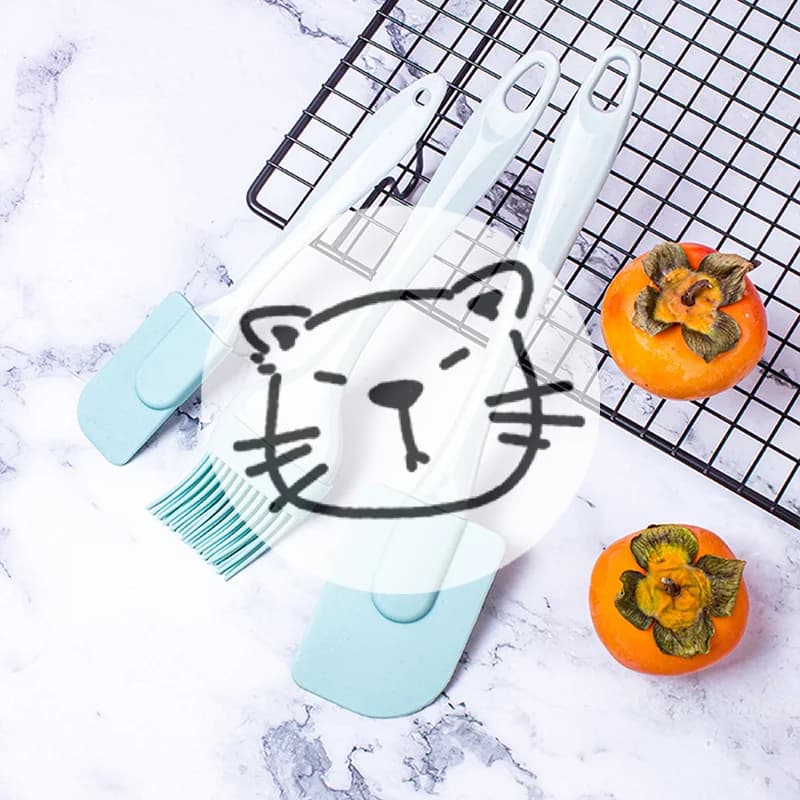 Set di 3 Utensili da Cucina in Silicone, Spatola Creativa per Pane, Torte e Creme, Pennello per Olio, Accessori per Pasticceria