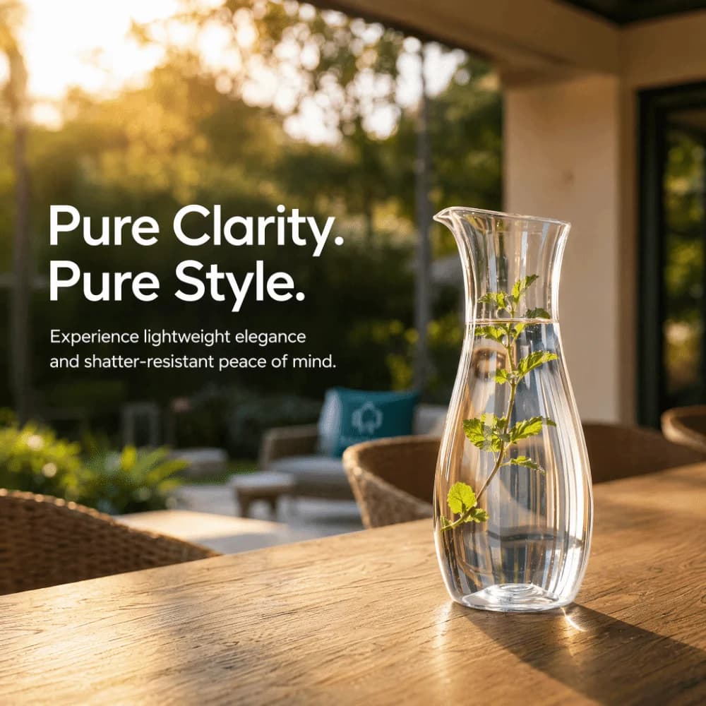 Durable Transparent Acrylic Pitcher Narrow Neck Juice Bottle Water Jug Outdoor Picnic