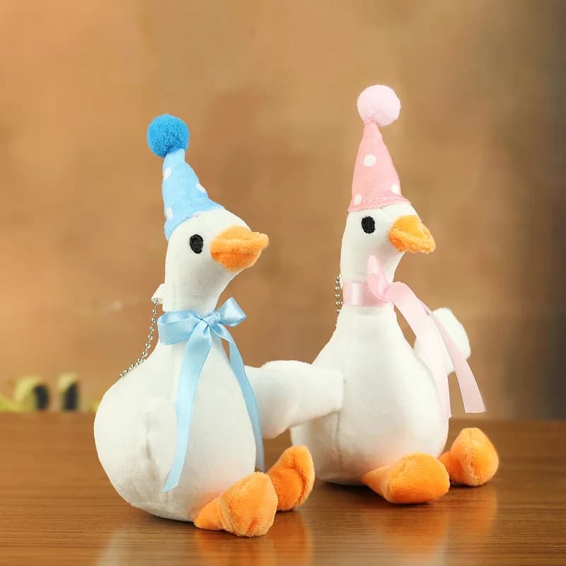 15cm Cute Fluffy Big White Goose Pendant Plush Stuffed Animal Key Chain Bag Car Accessory Gift For Friend Christmas Pendant