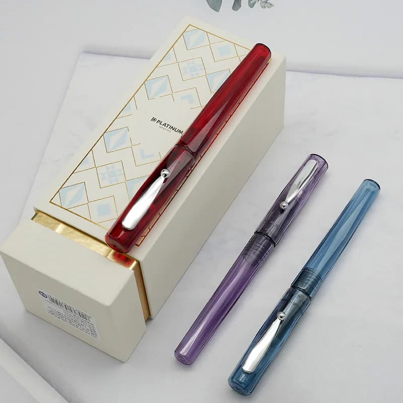 Original Platinum Fountain Pen PREFOUNTE 3 Colors Transparent 0.3mm Stainless Steel Nib School Stationery For Writing Birthstone