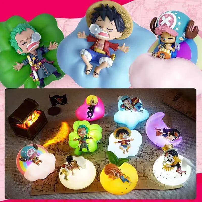 One Piece Blind Box Figure Luce notturna Rufy Zoro Nami Sanji Chopper Dolce sogno Ornamento luminoso Anime Scatola a sorpresa Regalo Giocattolo