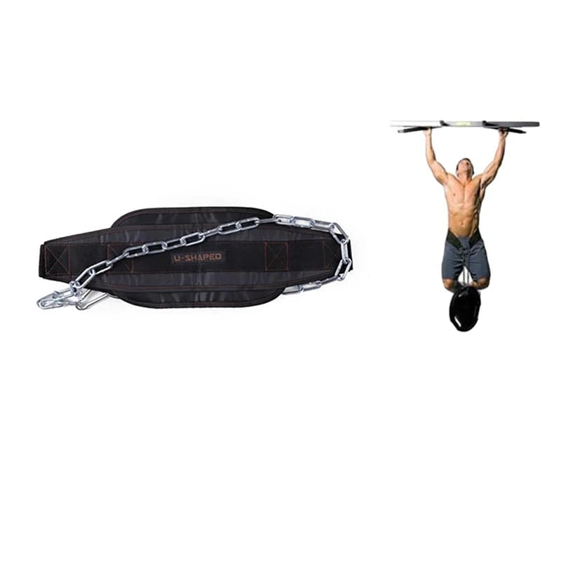 Thick Neoprene weight lifting belt with chain dive belt for Pull Up Chin Up Kettlebell Fitness Bodybuilding Gym Belt