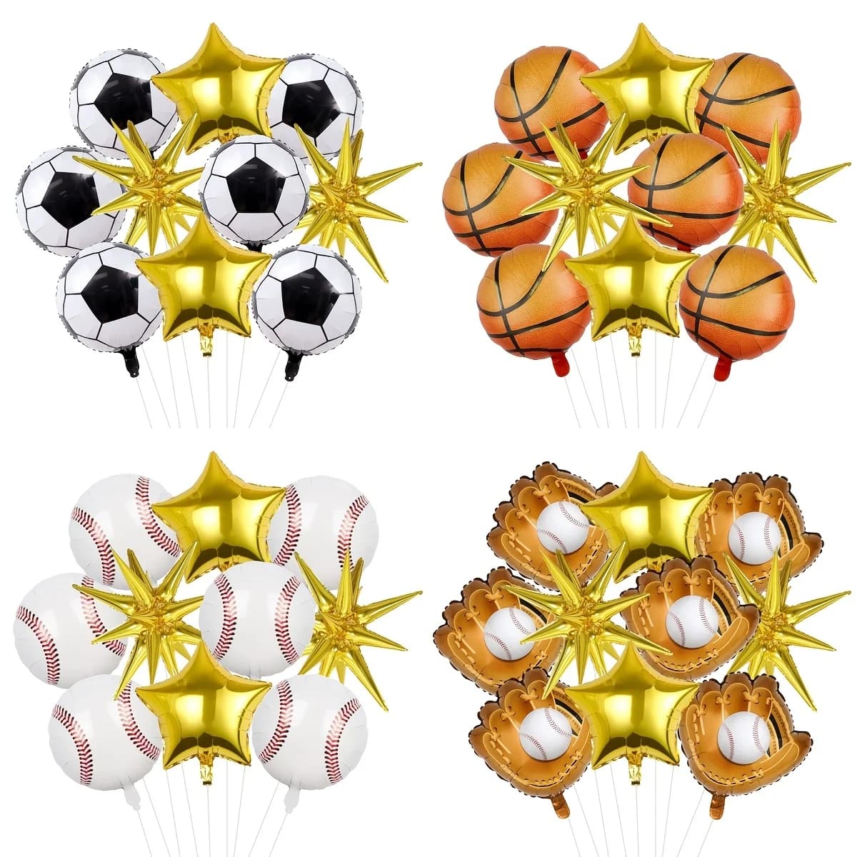 Set di 10 Palloncini a Tema Sportivo da 18 Pollici: Pallone da Calcio, Basket, Baseball, Pallavolo, Guanto da Baseball in Foil per Feste di Compleanno e Eventi Sportivi
