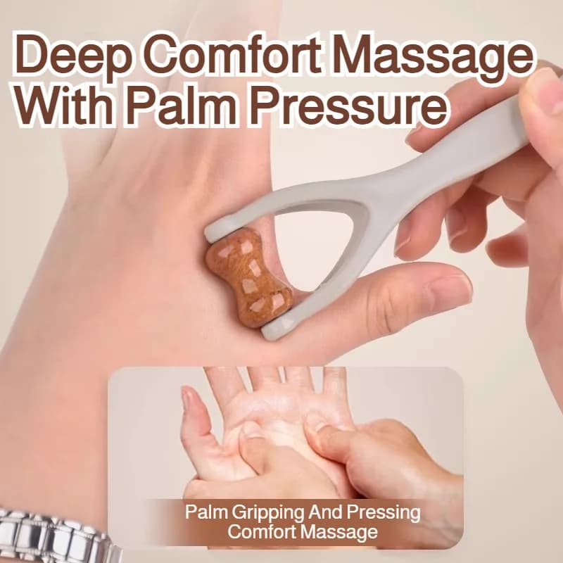 Hand & fingers Meridian Massage – Clip with Portable Wood Roller for Daily Comfort and Lift from Pain
