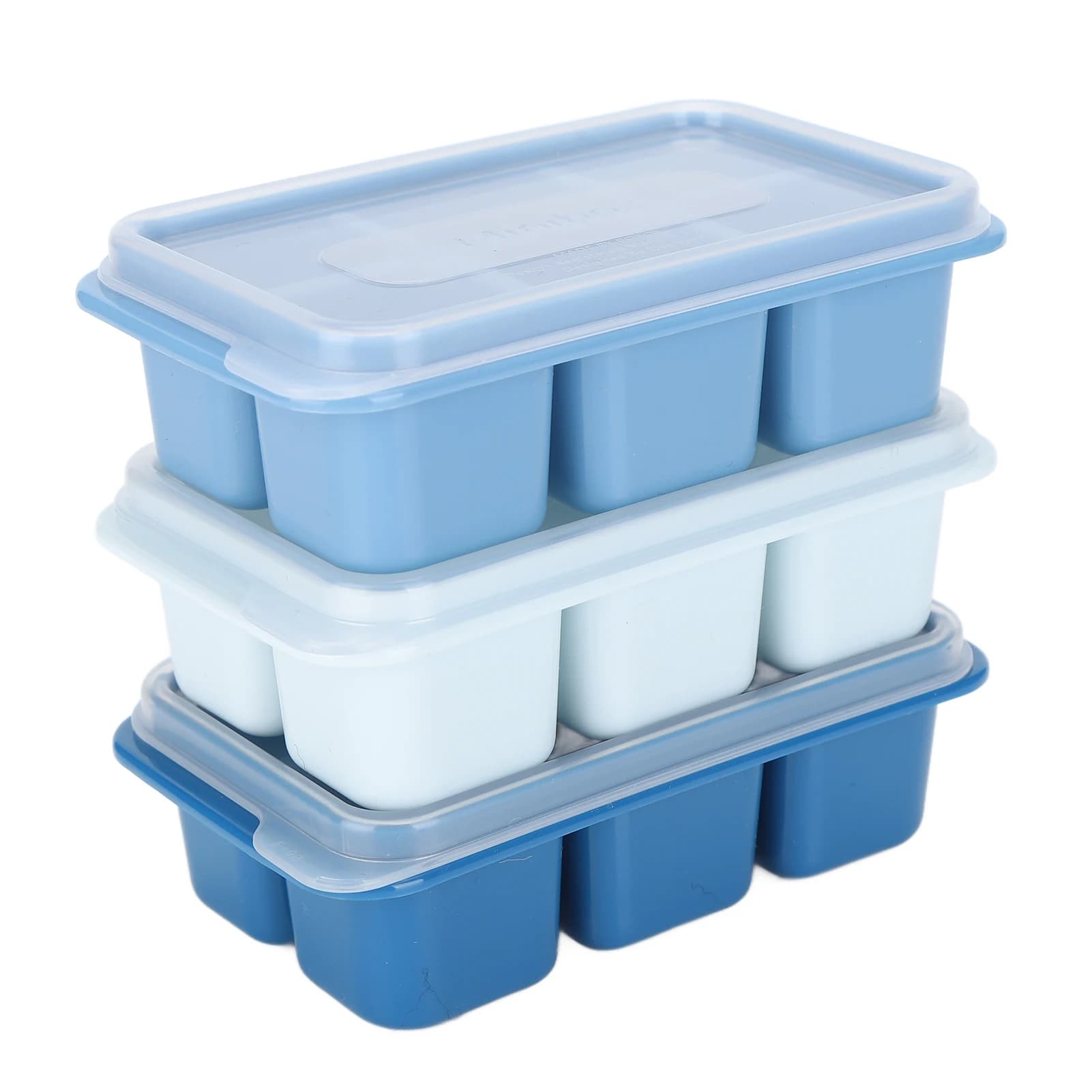 Stampo per cubetti di ghiaccio quadrati per uso alimentare, 3 pezzi, 6 griglie, con coperchio per la casa