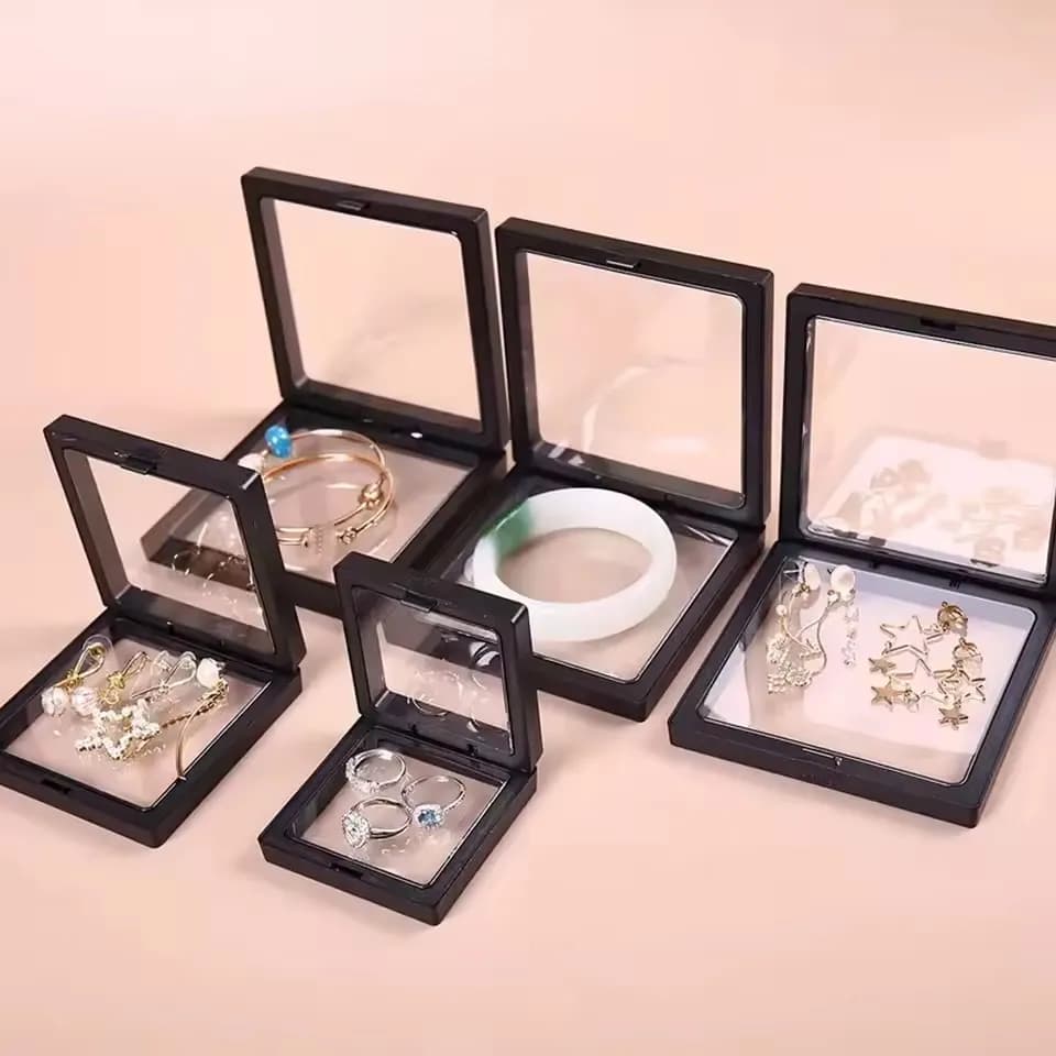 10 pezzi di pellicola trasparente in PE galleggiante espositore in pellicola di plastica scatola per imballaggio di gioielli collana di gioielli anello scatola di immagazzinaggio da collezione