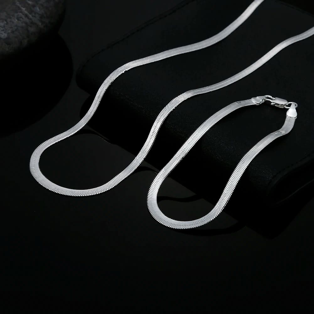 Vendita Calda: Set di Gioielli in Argento Sterling 925 con Bracciale e Collana a Catena da 4MM per Donna, Accessori per Feste e Matrimoni, Idea Regalo