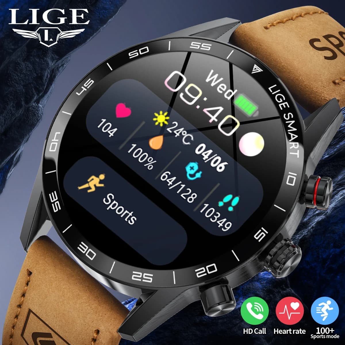 LIGE Business Watch For Men Smart Watch AMOLED HD Screen Smartwatch Bluetooth Calling IP67 Waterproof Smart Bracelet Full Touch