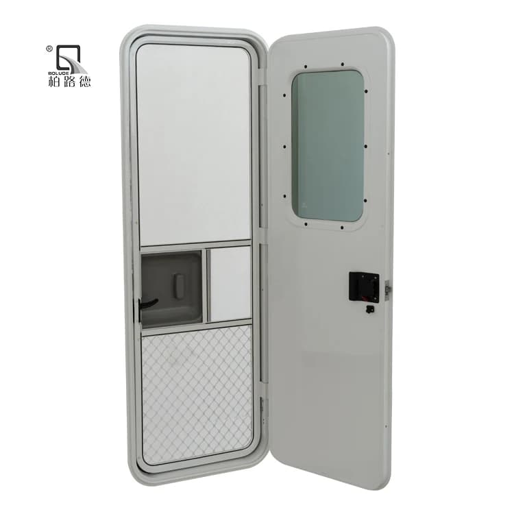 Customized Easy to Clean European RV Door for Camper Aluminum Caravan Hinges Frame Camper RV Entry Door With Metal Door