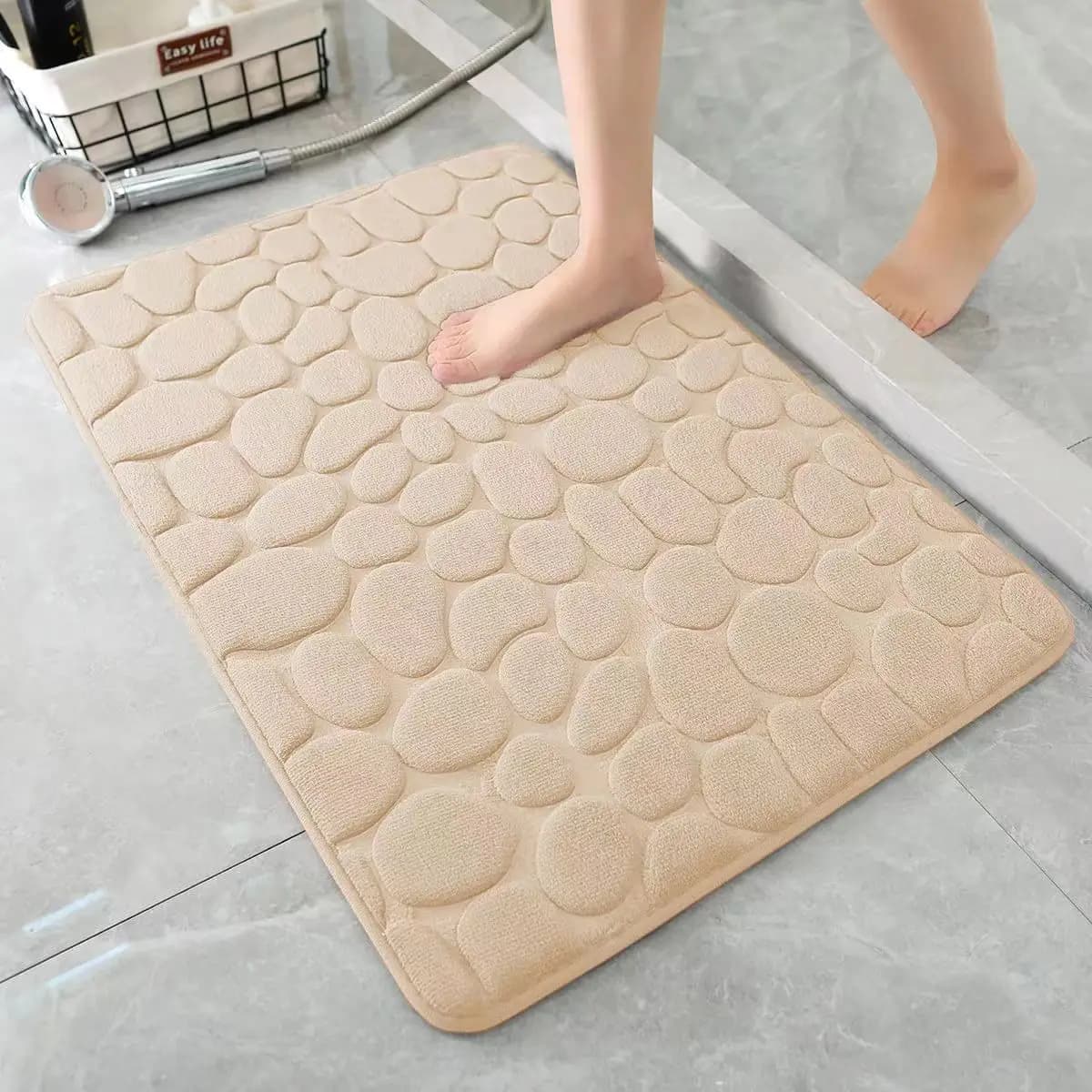 3D Non Slip Bathroom Mat Bath Mats Absorbent Doormat Carpet Cobblestone Embossed Door Floor Mats Machine Washable Quick Drying alfombrilla de ducha antideslizante bathroom mat bathroom mat bath rug