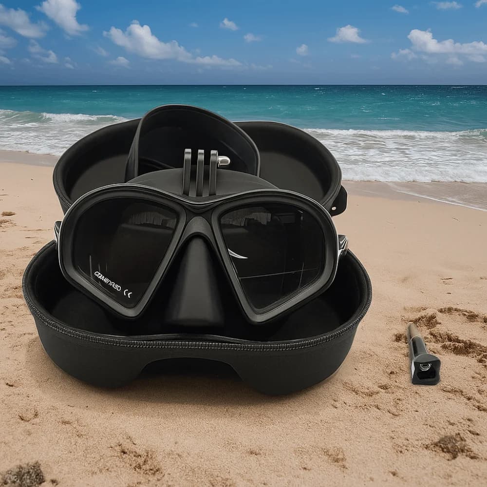 Maschera Subacquea in Vetro Temperato Tipo J, Set Snorkeling Pieghevole Impermeabile Antiappannamento