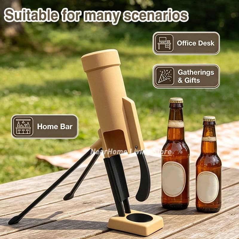 Apribottiglie per Birra 330/500ml, Divertente Lanciatore di Tappi a Pressione Senza Mani, Regalo per Feste in Casa, Campeggio, per Uomini, Apri Barattoli