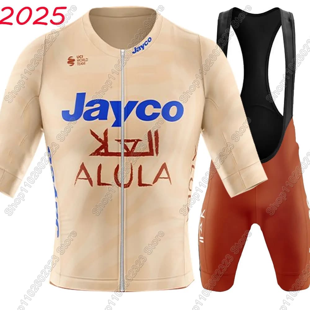 Jayco Alula New Australia Maglia da ciclismo 2025 Set Abbigliamento da bicicletta Camicie da bici da strada Completo da bicicletta Pantaloncini con bretelle MTB Ropa Maillot