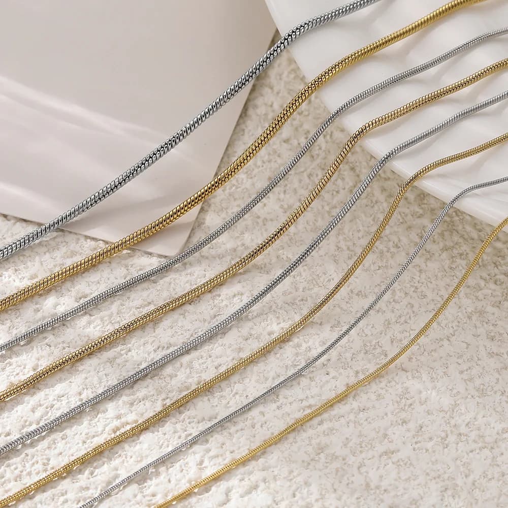 Catena a Serpente Rotonda in Acciaio Inossidabile per Collane e Bracciali, Componenti per Gioielli Fai-da-Te, Accessori Semplici dal Design Minimalista